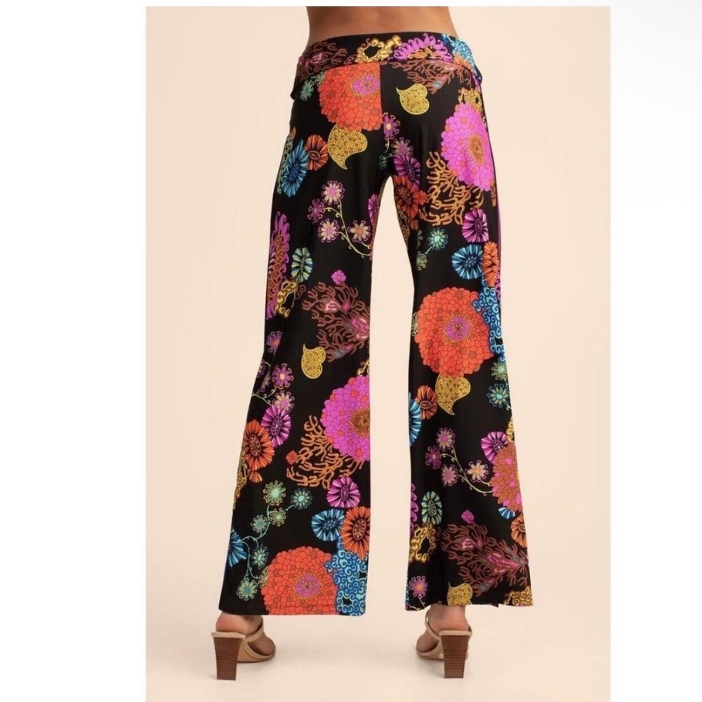 Trina Turk Cover-Up Pants Women Medium Black Electric Reef Floral Retro NWT - Picture 4 of 13
